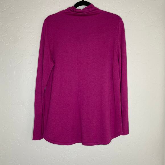 NIC + ZOE Magenta Purple Cotton Blend Turtleneck Sweater Size Medium - Picture 8 of 9